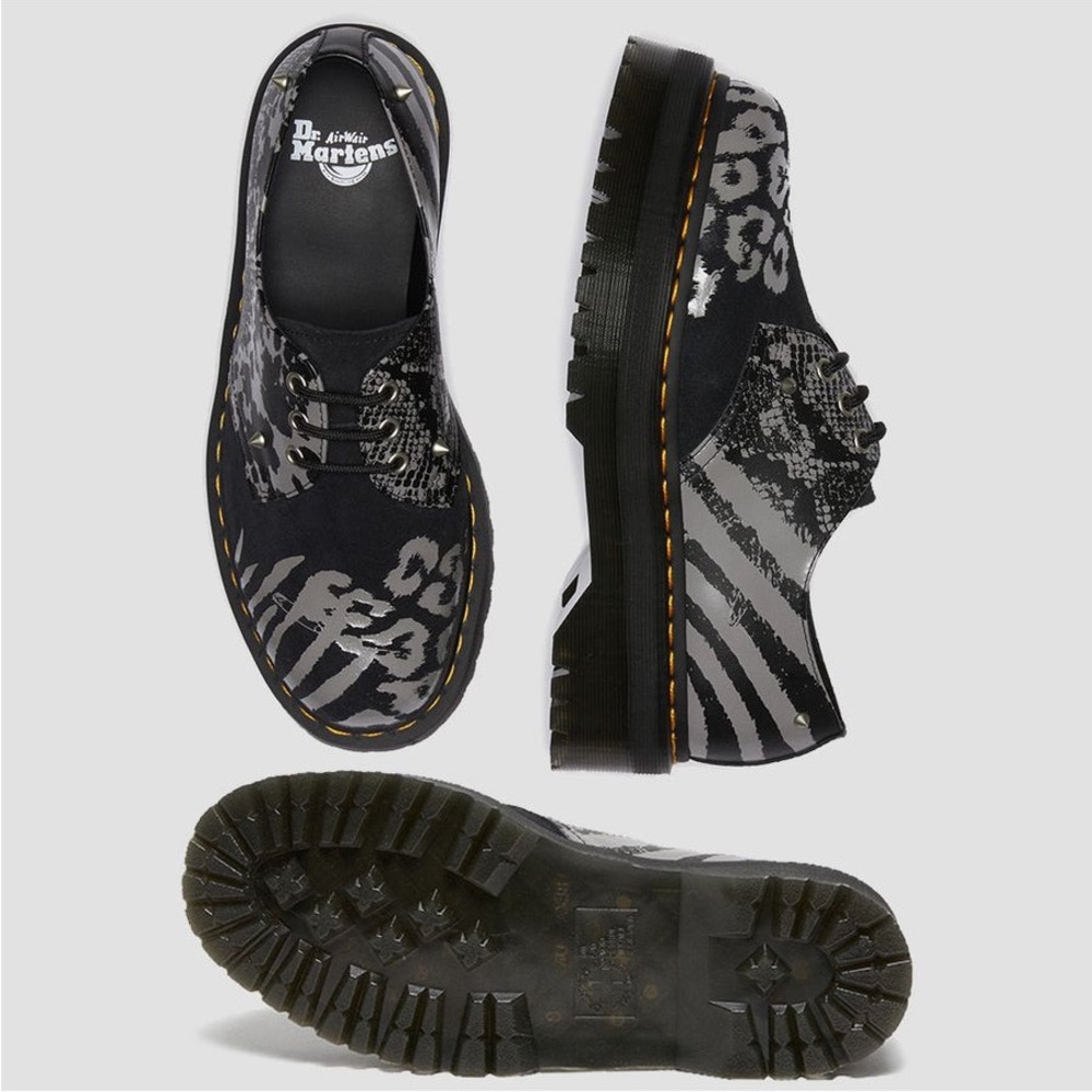Dr. Martens Women's Black and Gray Graphic Boots